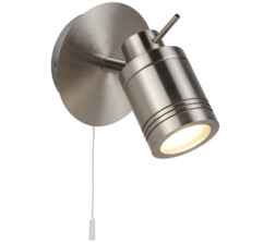 Satin Silver Wall SpotLight With Pullswitch - 6601SS