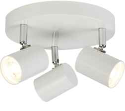  White & Chrome 3 Light Cylinder Head LED Spot Lights  - 3173WH