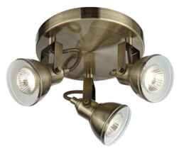  Antique Brass 3 Light Plate Spotlight - 1543AB