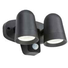 LED Black IP65 Twin Spot Floodlight With PIR  - FLTPB