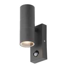 Anthracite Grey IP44 LED Outdoor Up/Down Wall Light With PIR - ANTH