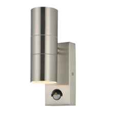 Stainless Steel IP44 LED Outdoor Up/Down Wall Light With PIR - SST