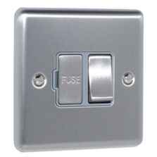 Satin Stainless Steel & Grey 13A Fused Spur Connection Unit - Switched 