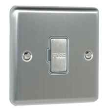 Satin Stainless Steel & Grey 13A Fused Spur Connection Unit - Unswitched