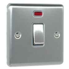 Satin Stainless Steel & Grey 20A DP Isolator Switch	 - With Neon