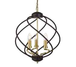 Black Cage 3 Light Pendant - 1803-3BK