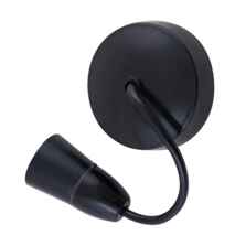 black ceiling rose pendant fitting that consists of 6" flex, es screw in lampholder and ceiling rose