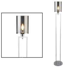Chrome/Smoked Glass 1 Light Floor Lamp - 9053CC