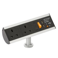 Desk Top Socket - 2 x 13a & USB Chargers