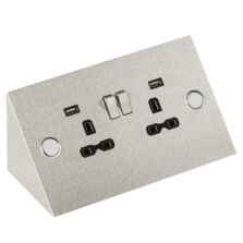 Mountable 2 Gang 13A Kitchen Double Socket With USB - SKR002A