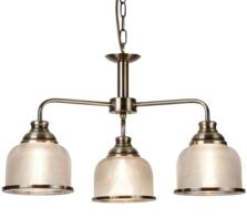 Antique Brass 3 Light Ceiling Light With Halophane Glass