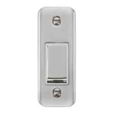 Curved Polished Chrome Architrave Switch - With White Interior