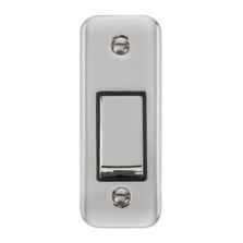 Curved Polished Chrome Architrave Switch - With Black Interior