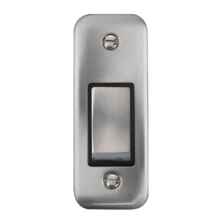 Curved Satin Chrome Architrave Switch - With Black Interior