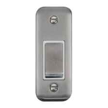 Curved Stainless Steel Architrave Light Switch - With White Interior