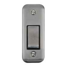 Curved Stainless Steel Architrave Light Switch - With Black Interior