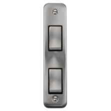 Curved Satin Chrome Double Architrave Light Switch - With Black Interior