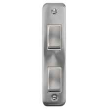 Curved Satin Chrome Double Architrave Light Switch - With White Interior
