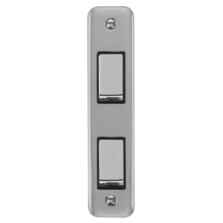 Curved Polished Chrome Double Architrave Light Switch - With Black Interior