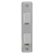 Curved Polished Chrome Double Architrave Light Switch - With White Interior
