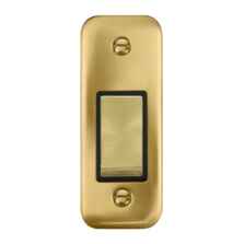 Curved Satin Brass Architrave Switch	 - With Black Interior