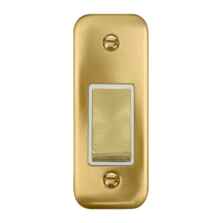 Curved Satin Brass Architrave Switch	 - With White Interior