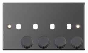 Black Nickel **EMPTY** LED Dimmer Plate - 4 Gang EMPTY