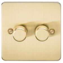Flat Plate Brushed Satin Brass Dimmer Light Switch