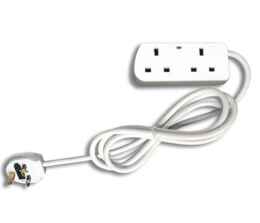 Extension Lead - 13A 2 Gang Double - White - With  2m Long Lead
