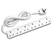 Extension Lead - 13A 6 Gang Extension - White