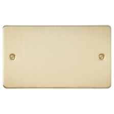 Flat Plate Brushed Satin Brass Blank Plate - Double 2 Gang 