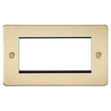 Flat Plate Brushed Satin Brass Data Media Plate - Double 4 Module