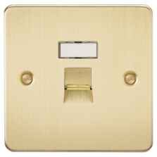 Flat Plate Brushed Satin Brass RJ45 Data Socket - Single 1 Gang