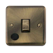 Curved Antique Brass 20A DP Isolator Switch - With Flex Outlet