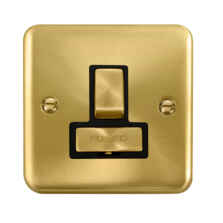 Curved Satin Brass 13A Fused Spur - Black Interior Switched