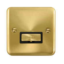 Curved Satin Brass 13A Fused Spur - Black Interior Unswitched