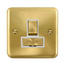 Curved Satin Brass 13A Fused Spur - White Interior Switched