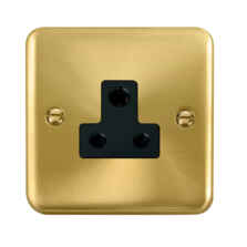 Curved Satin Brass Round Pin Socket - Black Interior 5A