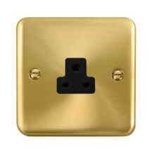 Curved Satin Brass Round Pin Socket - Black Interior 2A