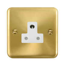 Curved Satin Brass Round Pin Socket - White Interior 5A