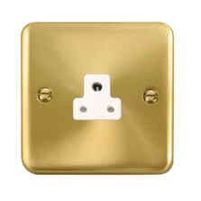 Curved Satin Brass Round Pin Socket - White Interior 2A
