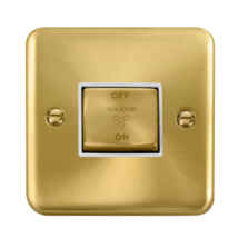 Curved Satin Brass Fan Isolator Switch - White Interior