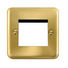 Curved Satin Brass Euro Data Module Outlet Plate - 1 Gang 2 Module 50mm x 50mm