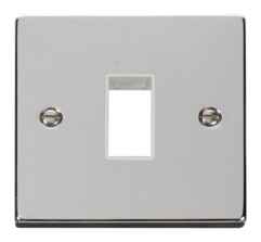 Polished Chrome Empty Grid Switch Plate - 1 module with white interior