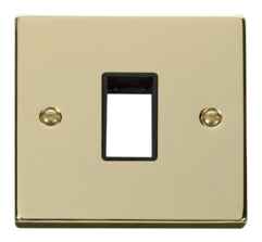 Polished Brass Empty Grid Switch Plate - 1 module with black interior