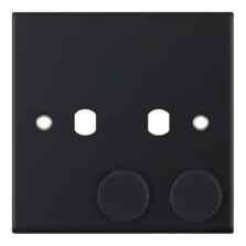 Slimline Matt Black Empty/Build Your Own Dimmer Switch - 2 Gang Empty Plate