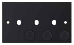 Slimline Matt Black Empty/Build Your Own Dimmer Switch - 3 Gang Empty Plate