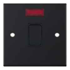 Slimline Matt Black 20A DP Isolator Switch - With Neon