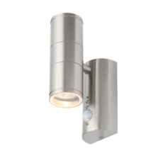 Stainless Steel Coastal Up/Down Wall Light With PIR - Stainless Steel