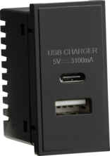 USB Charger Module Euro date Type A&C (3.1A)   - Black